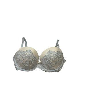 Victoria's Secret Bra Women 32D Blue Dream Angels Lined Demi Buste Double Lace
